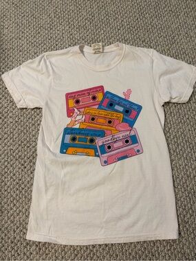 Comfort Colors White Short Sleeve Tee with Retro Cassette Stack Graphic